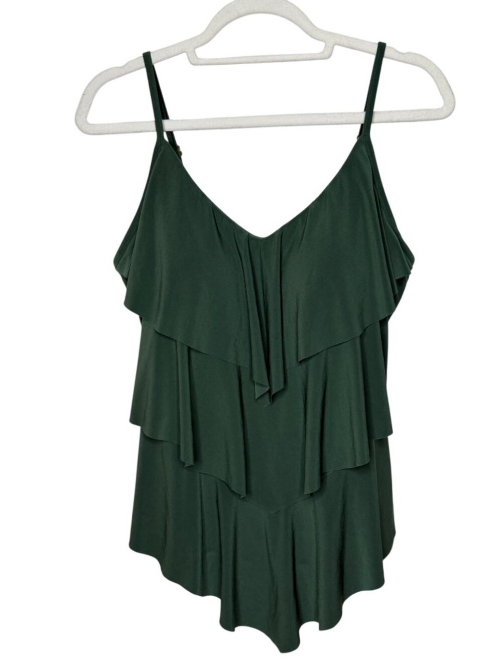 Magicsuit Size 16 Green Tiered Ruffle Tankini Swim Top